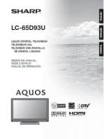 Sharp LC65D93U TV Operating Manual