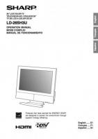 Sharp LD26SH3U TV Operating Manual