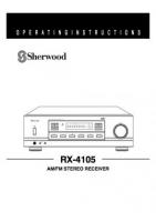Sherwood RX4105OM Operating Manuals