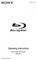 Sony BDPS550 BDPBX1 Blu-Ray DVD Player Operating Manual