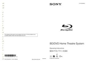 SONY BDVE300OM Audio/Video Receiver Operating Manuals SONY BDVE300OM Audio/Video Receiver Operating Manuals