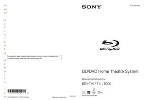 Sony BDVE300 BDVT10 BDVT11 Audio/Video Receiver Operating Manual