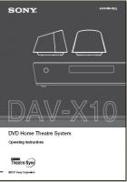 Sony DAVX10W Home Theater System Operating Manual