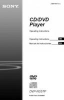 Sony DVPNS57P DVD Player Operating Manual