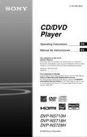 Sony DVPNS710H DVPNS710H/B DVPNS710HB DVD Player Operating Manual