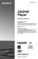 Sony DVPNS975V DVD Player Operating Manual