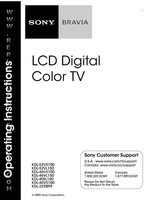 Sony KDL32XBR9 KDL40SL150 KDL40V5100 TV Operating Manual