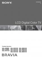 Sony KDL32XBR6 KDL37XBR6 KDL40V4100 TV Operating Manual