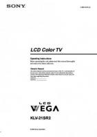Sony KLV21SR2 TV Operating Manual