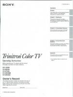 SONY KV13V50OM TV Operating Manuals SONY KV13V50OM TV Operating Manuals