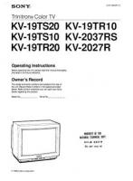 Sony KV19TR10 KV19TR20 KV19TS10 TV Operating Manual