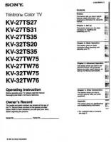 Sony KV27TS27 KV27TS31 KV27TS35 TV Operating Manual