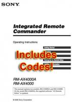 Sony RMAX4000 & CodesOM Universal Remote Control Operating Manual