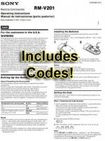 Sony RMV201 & CodesOM Universal Remote Control Operating Manual