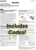Sony RMV202 & CodesOM Universal Remote Control Operating Manual
