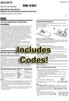 Sony RMV301 & CodesOM Universal Remote Control Operating Manual