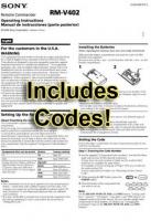 Sony RMV402 & CodesOM Universal Remote Control Operating Manual