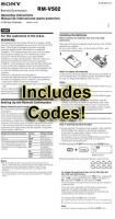Sony RMV502 & CodesOM Universal Remote Control Operating Manual