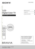 SONY XBR52HX909OM TV Operating Manuals SONY XBR52HX909OM TV Operating Manuals