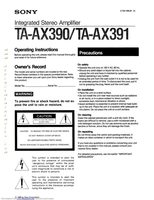 Sony TAAX380OM Audio/Video Receiver Operating Manual