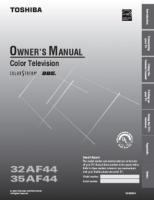 Toshiba 32AF44 35AF44 TV Operating Manual