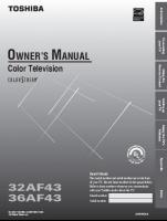 Toshiba 32AF43 36AF43 TV Operating Manual