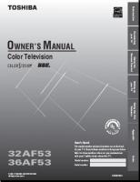 Toshiba 32AF53 36AF53 TV Operating Manual