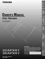 Toshiba 32AFX61 36AFX61 TV Operating Manual