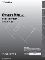 TOSHIBA 36HF71OM Operating Manuals TOSHIBA 36HF71OM Operating Manuals