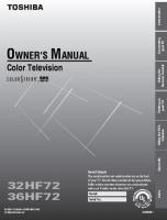 Toshiba 32HF72 36HF72 TV Operating Manual