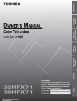 Toshiba 32HFX71 36HFX71 TV Operating Manual