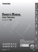 Toshiba 32HFX72 36HFX72 TV Operating Manual