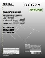 Toshiba 42ZV650U 47ZV650U 55ZV650U TV Operating Manual