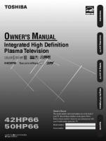 Toshiba 42HP66 50HP66 TV Operating Manual
