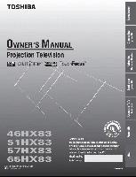 Toshiba 46HX83 51HX83 57HX83 Consumer Electronics Operating Manual