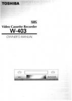 Toshiba W403 W403C VCR Operating Manual