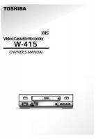 Toshiba W412 W415 W412C Projector Operating Manual
