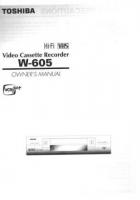 Toshiba W605 VCR Operating Manual