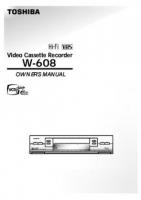 Toshiba W608 VCR Operating Manual