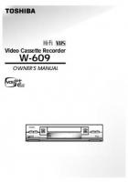 Toshiba W609 Consumer Electronics Operating Manual