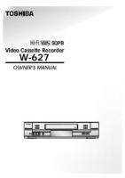 Toshiba W625 W625C W625CF VCR Operating Manual