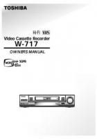 Toshiba W717 VCR Operating Manual