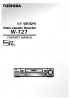 Toshiba W727 VCR Operating Manual