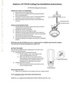 Download Anderic RR7078TR/UC7051R Replacement Ceiling Fan Kit for Hampton Bay Ceiling Fan Remote Control Kit documentation