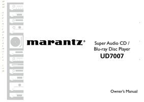 Marantz Ud7007 Blu-Ray DVD Player Operating Manual