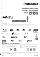 Panasonic DMRBW880GL Blu-Ray DVD Player Operating Manual