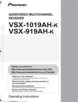 Pioneer VSX1019AHK Audio/Video Receiver Operating Manual