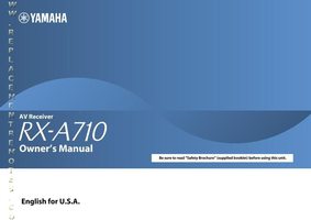 YAMAHA RXA710OM Audio/Video Receiver Operating Manuals YAMAHA RXA710OM Audio/Video Receiver Operating Manuals