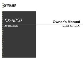 Yamaha RXA800 Audio/Video Receiver Operating Manual