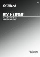 Yamaha RXV1000 Audio/Video Receiver Operating Manual